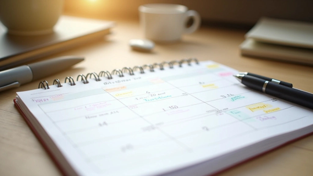 Calendario con appunti e data cerchiata, simboleggiante una revisione trimestrale pianificata