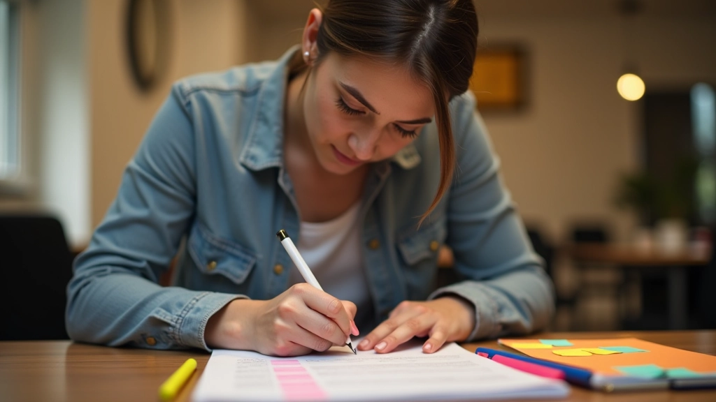 Piano trimestrale scritto a mano con nuovi obiettivi evidenziati e note di miglioramento